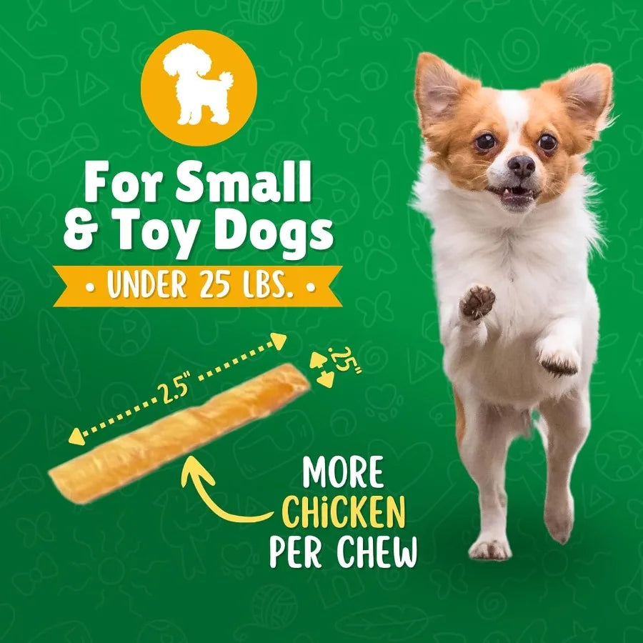 Chicken Wrapped Rawhide Dog Treats for Toy Dogs Under 25 lbs 40ct Natural Chicken and Beef Hide Twists Long Lasting Chews Ideal