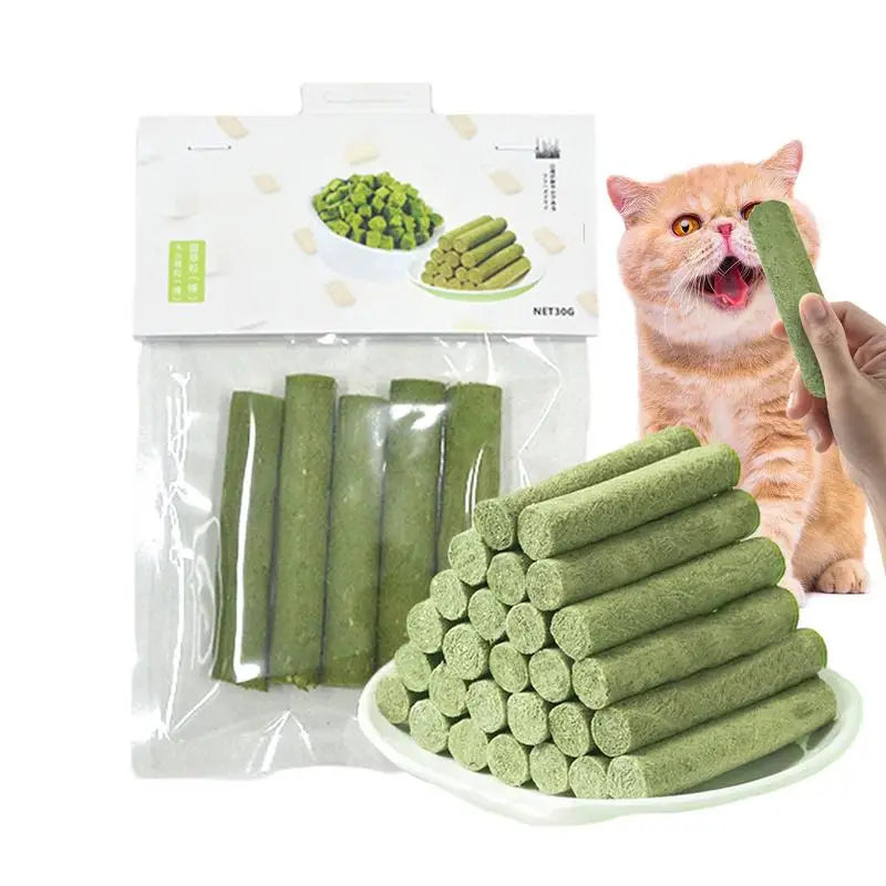 5pcs Cat Grass Teeth Grinding Stick Pet Snacks Hairball Removal Mild Hair Row Ready To Eat Cat Baby Cat Teeth Cleaning Sticks